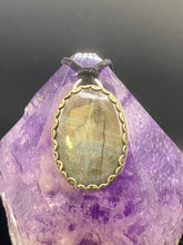 Load image into Gallery viewer, Labradorite and Sugar Skull Pendant with Brass and Sterling Setting