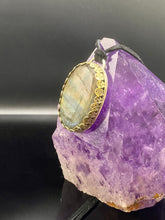 Load image into Gallery viewer, Labradorite and Sugar Skull Pendant with Brass and Sterling Setting