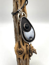 Load image into Gallery viewer, Dendrite Opal and Onyx Sterling Silver Pendant