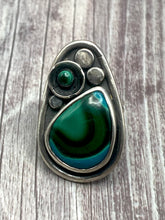 Load image into Gallery viewer, Malachite Chrysocolla Circles Ring