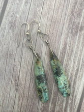 Load image into Gallery viewer, African Turquoise Sterling Silver Dangle Earrings