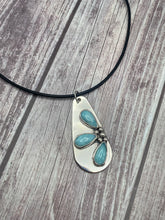 Load image into Gallery viewer, Lovely Larimar Sterling Silver Pendant on Leather Necklace