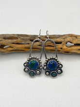 Load image into Gallery viewer, Malachite Azurite Aventurine Earrings Sterling Silver
