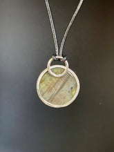 Load image into Gallery viewer, Labradorite Pendant in Sterling Silver with Leather Necklace
