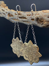 Load image into Gallery viewer, Brass and Sterling Silver Mandala Earrings

