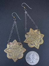 Load image into Gallery viewer, Brass and Sterling Silver Mandala Earrings
