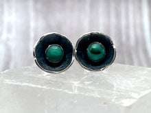 Load image into Gallery viewer, Malachite Floral Sterling Silver Earrings
