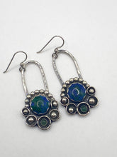 Load image into Gallery viewer, Malachite Azurite Aventurine Earrings Sterling Silver
