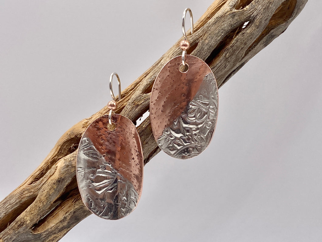 Copper Earrings with Tiffany Style Solder Embellishments