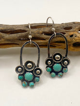 Load image into Gallery viewer, Kingman Turquoise Cluster Earrings Sterling Silver
