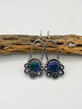 Load image into Gallery viewer, Malachite Azurite Aventurine Earrings Sterling Silver
